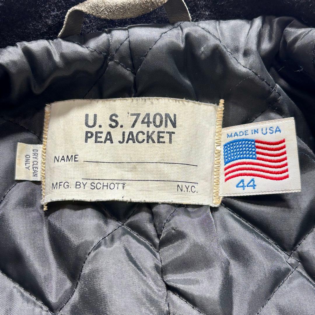 SCHOTT ショット Pコート ネイビー キルティング 44サイズ ウール