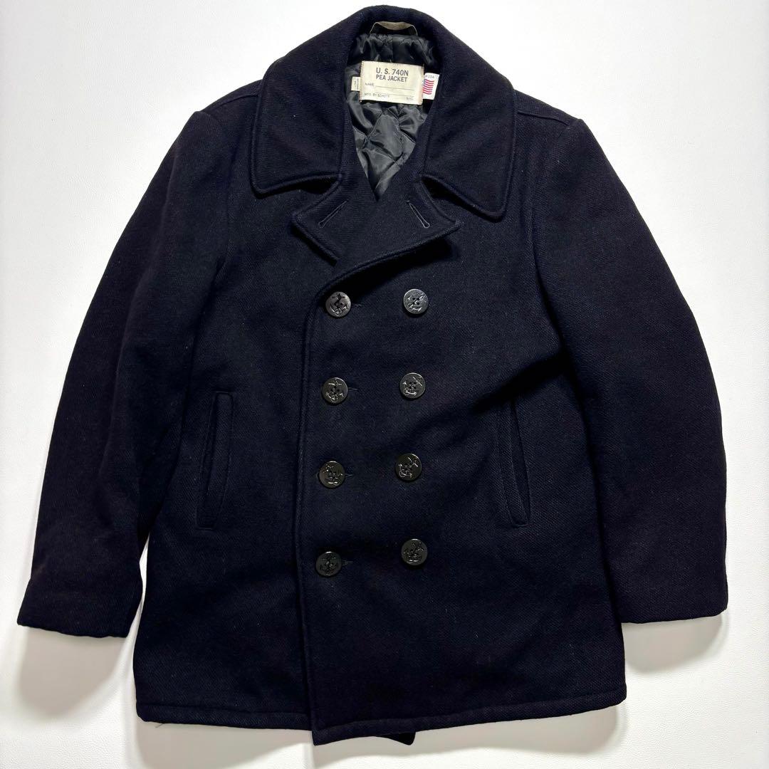 SCHOTT ショット Pコート ネイビー キルティング 44サイズ ウール