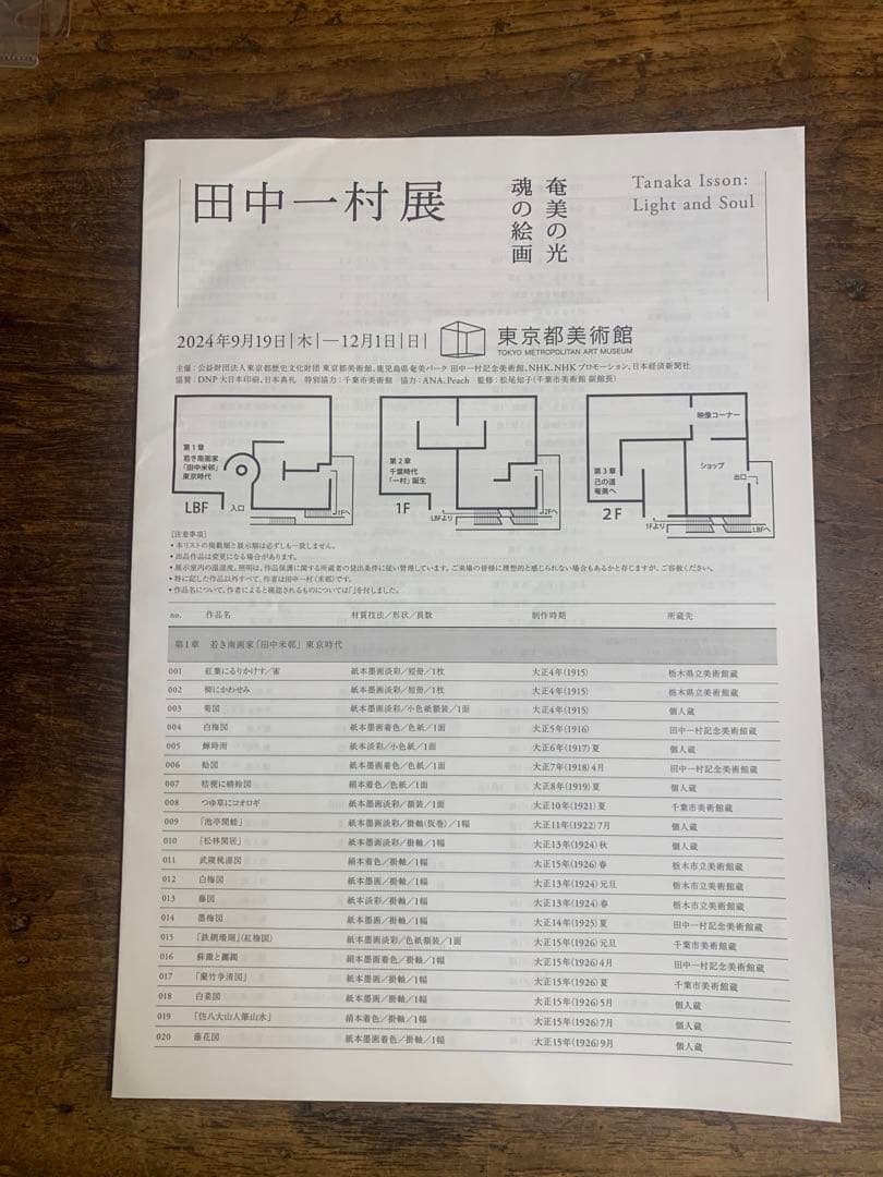 田中一村展　奄美の光 魂の絵画　公式図録とポストカード4枚とガイドパンフ3種