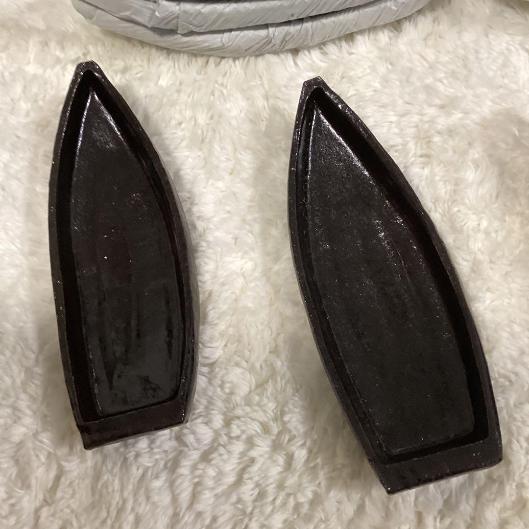 黒釉舟形向付　前菜の器10客　　新品未使用