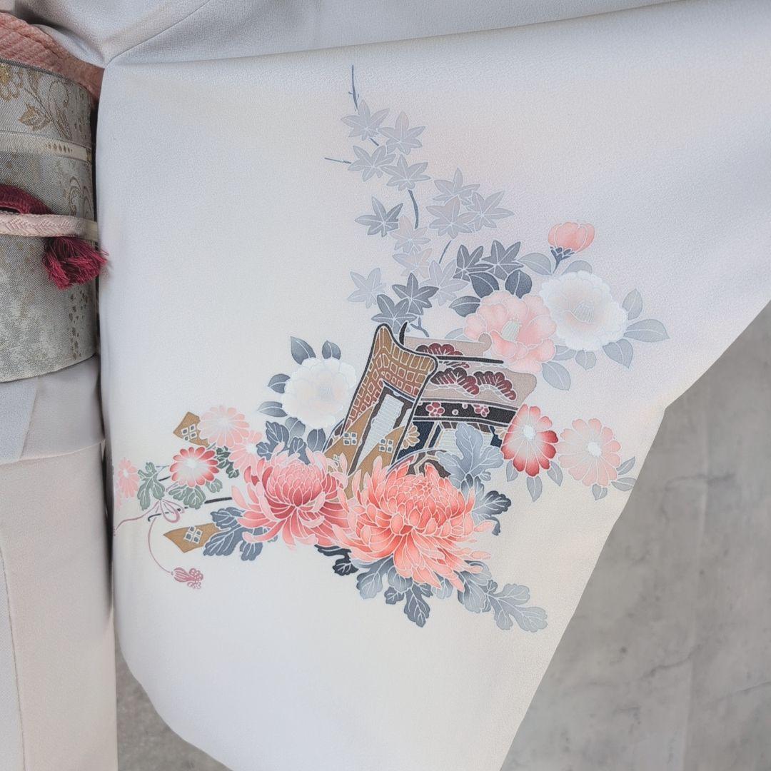 訪問着　フルセット　着物　正絹　トールサイズ　友禅　花車　金彩加工　祝い事　B2