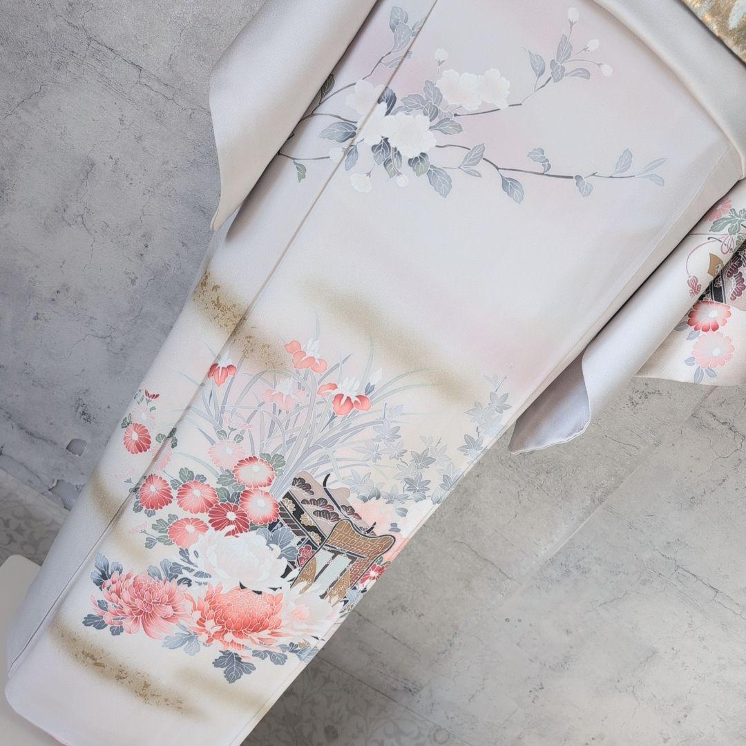 訪問着　フルセット　着物　正絹　トールサイズ　友禅　花車　金彩加工　祝い事　B2