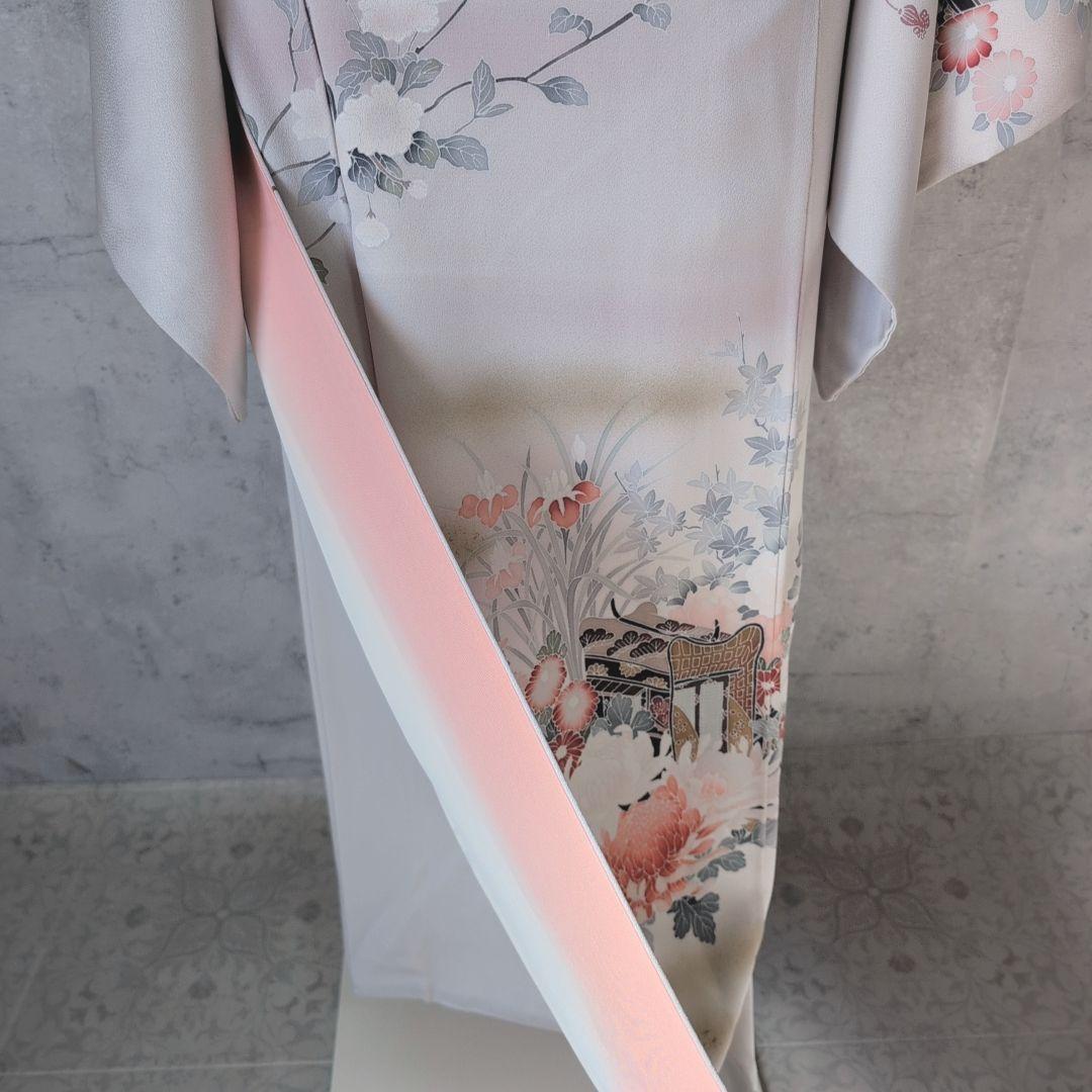 訪問着　フルセット　着物　正絹　トールサイズ　友禅　花車　金彩加工　祝い事　B2