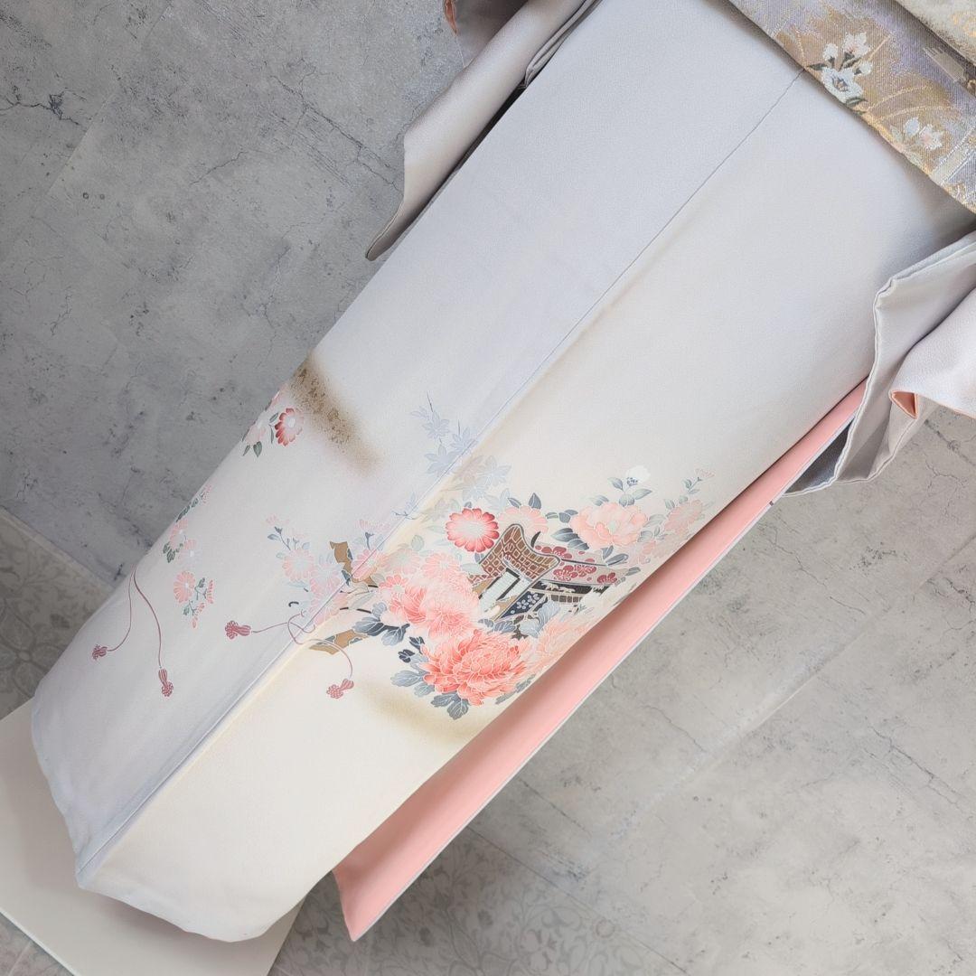 訪問着　フルセット　着物　正絹　トールサイズ　友禅　花車　金彩加工　祝い事　B2