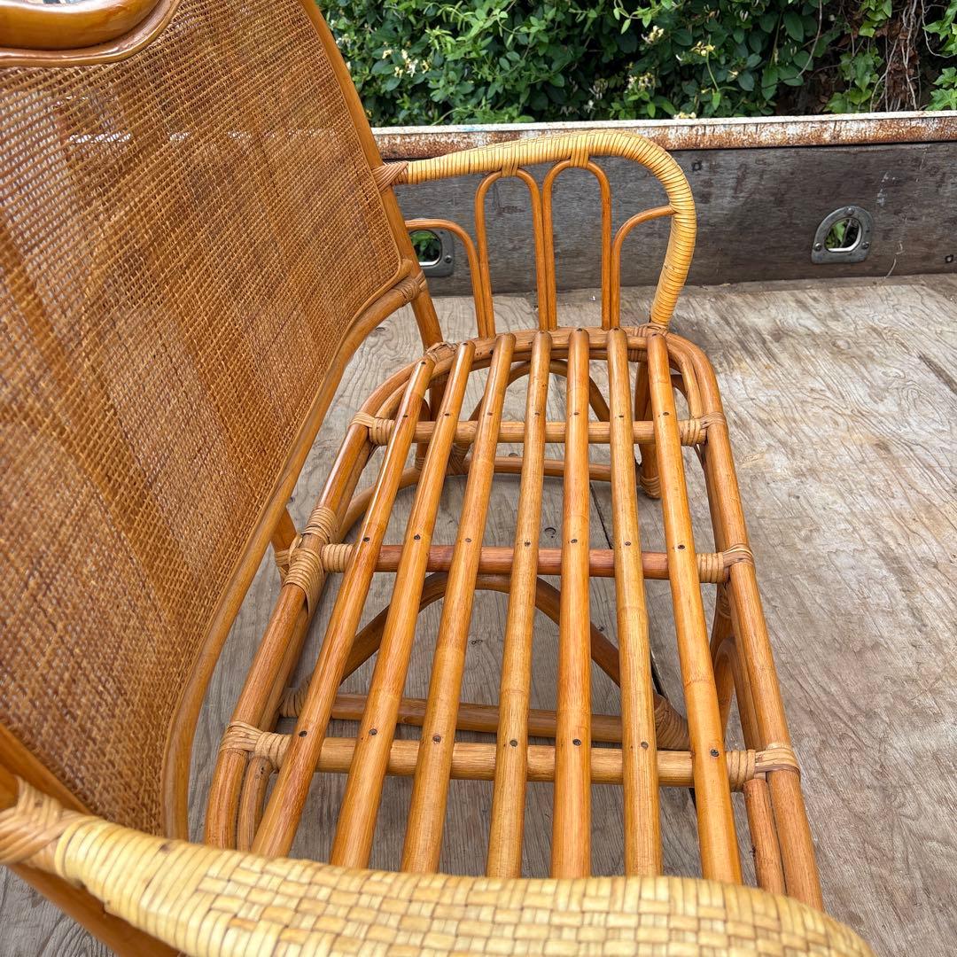 アンティーク　ラタンベンチ　インドネシア製