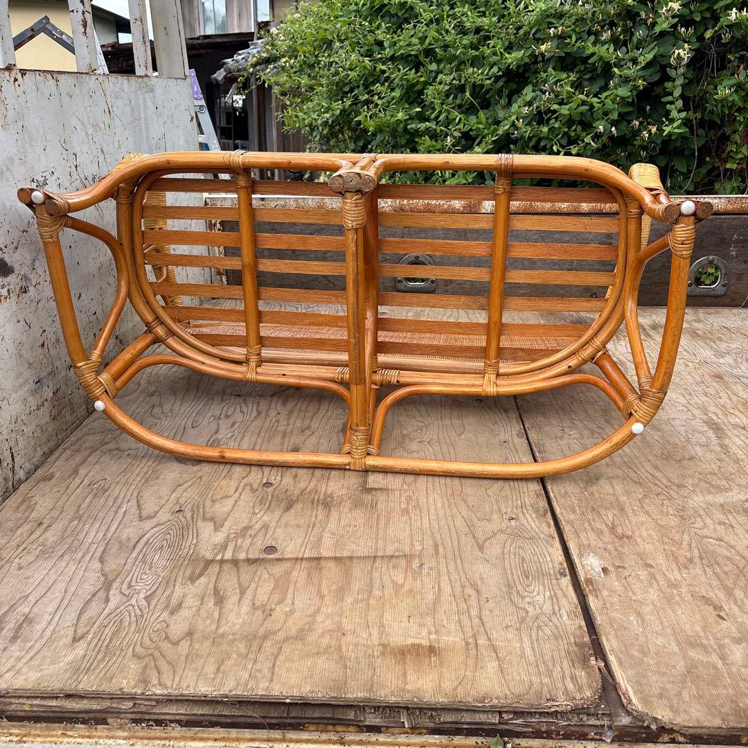 アンティーク　ラタンベンチ　インドネシア製