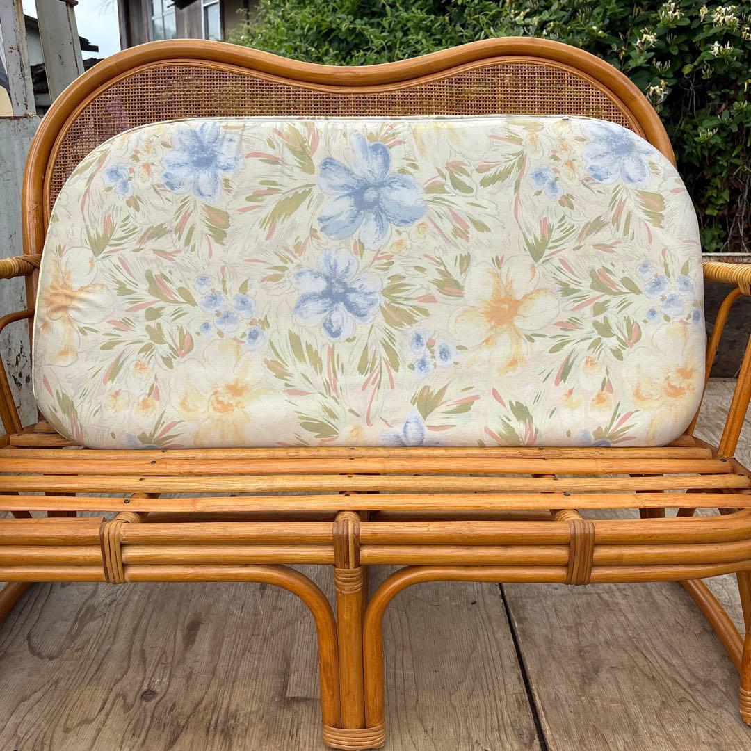 アンティーク　ラタンベンチ　インドネシア製