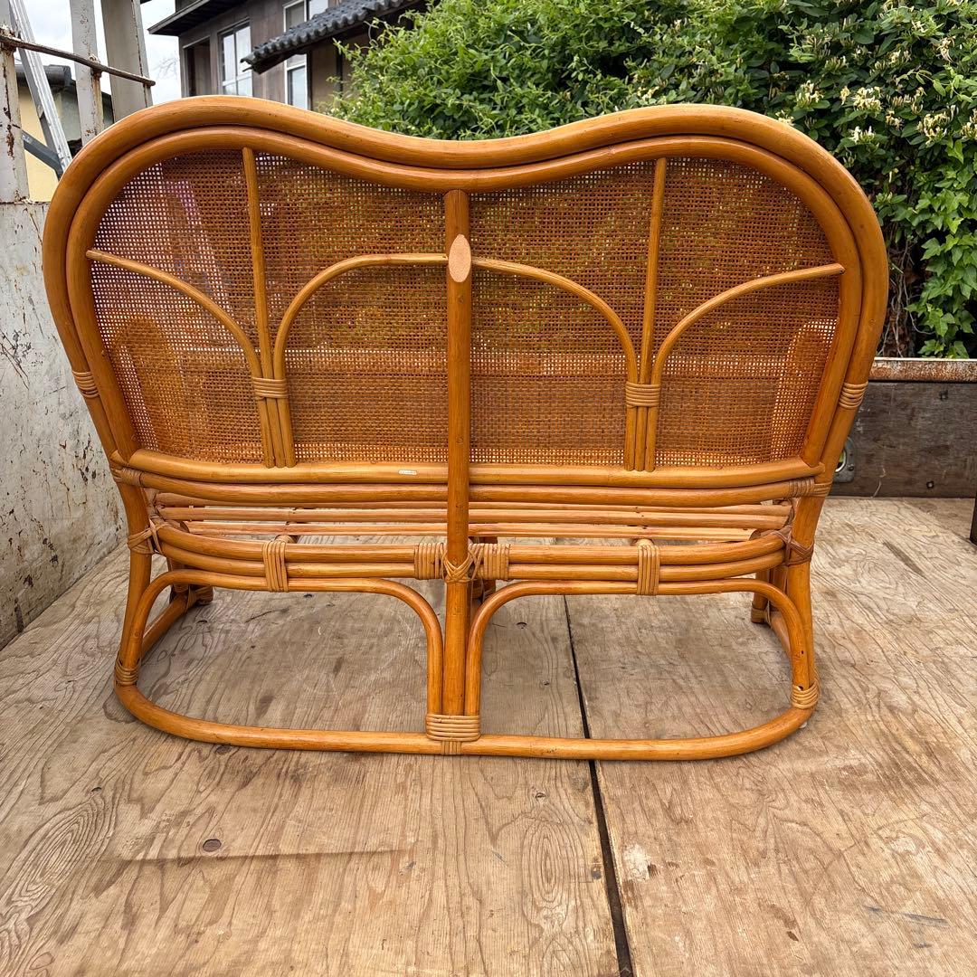 アンティーク　ラタンベンチ　インドネシア製