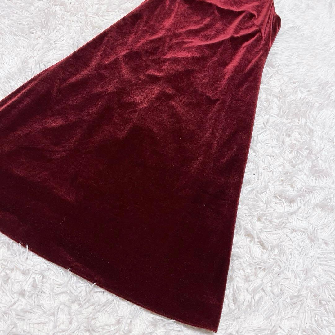 シビラ ベロア ロング ワンピース ドレス ノースリーブ ハイネック ボルドー
