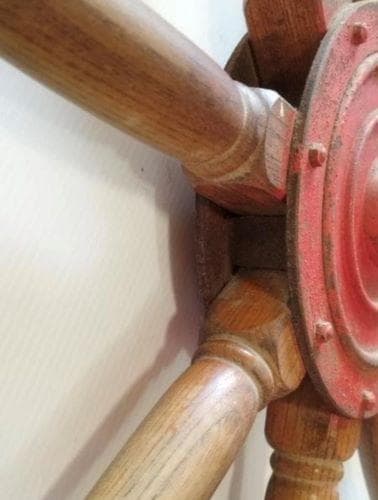 J・店【中古】ラット 船 舵 ハンドル アンティーク オブジェ 操舵輪 木製