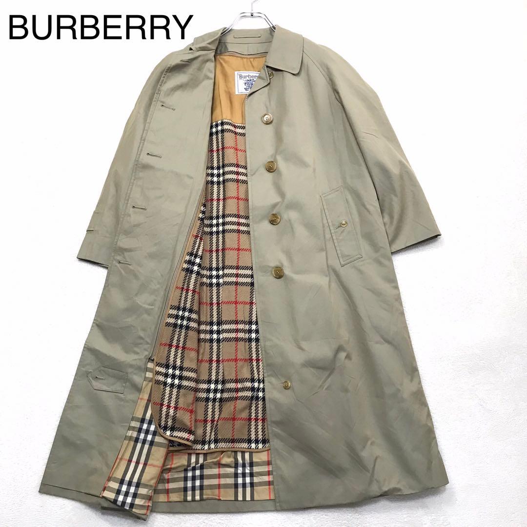 バーバリー ベージュ ステンカラーコート ノバチェック ライナー付 90s