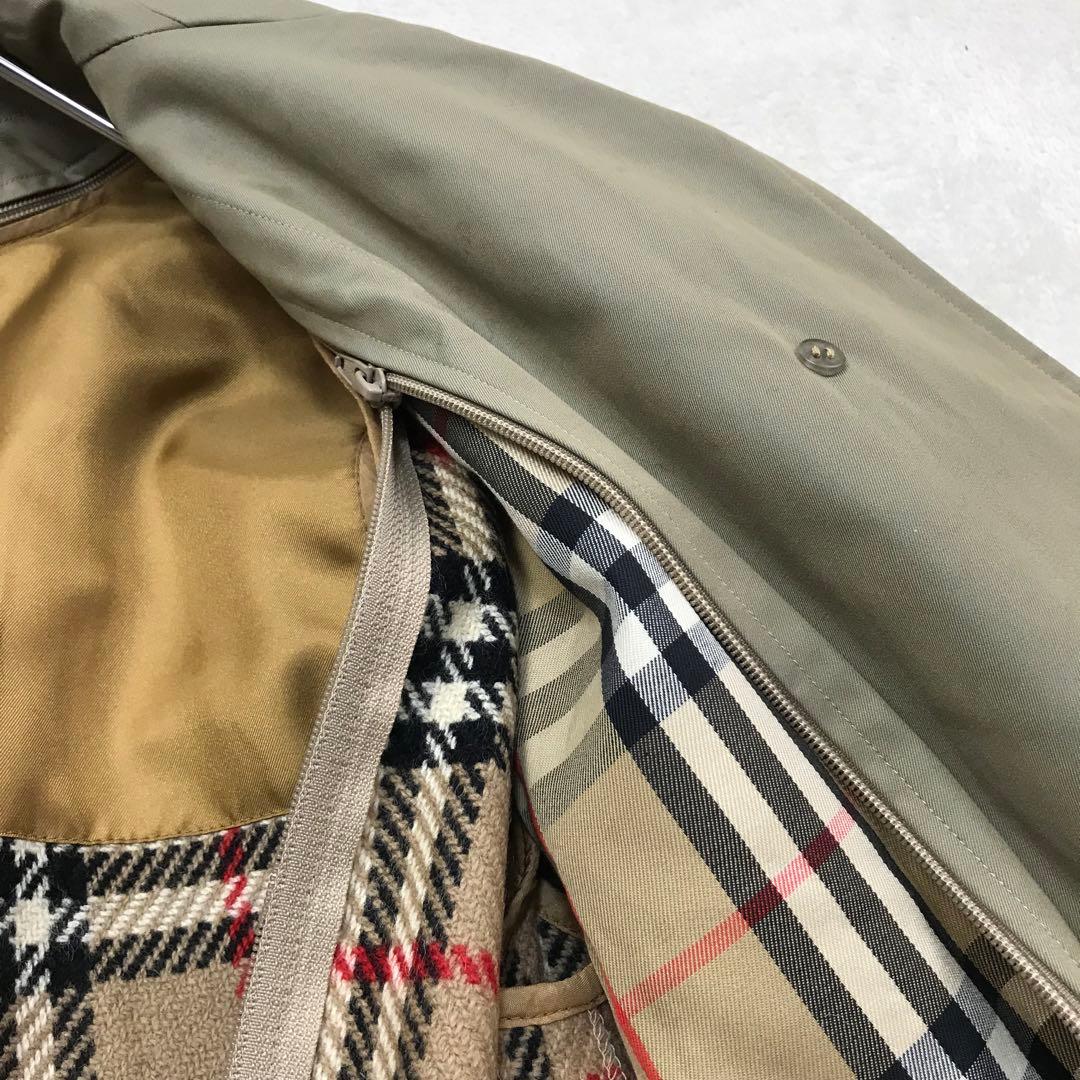 バーバリー ベージュ ステンカラーコート ノバチェック ライナー付 90s