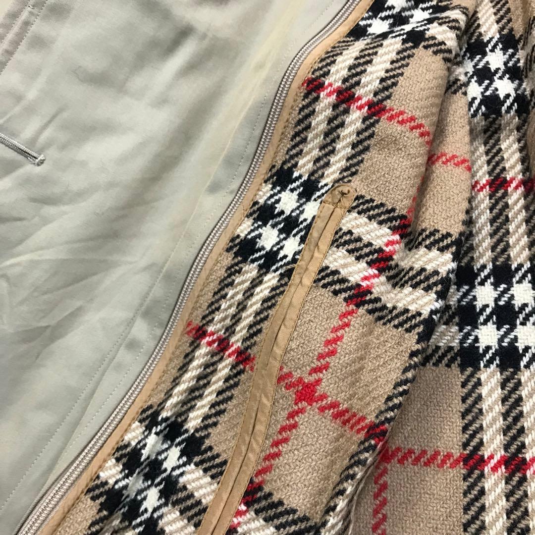 バーバリー ベージュ ステンカラーコート ノバチェック ライナー付 90s