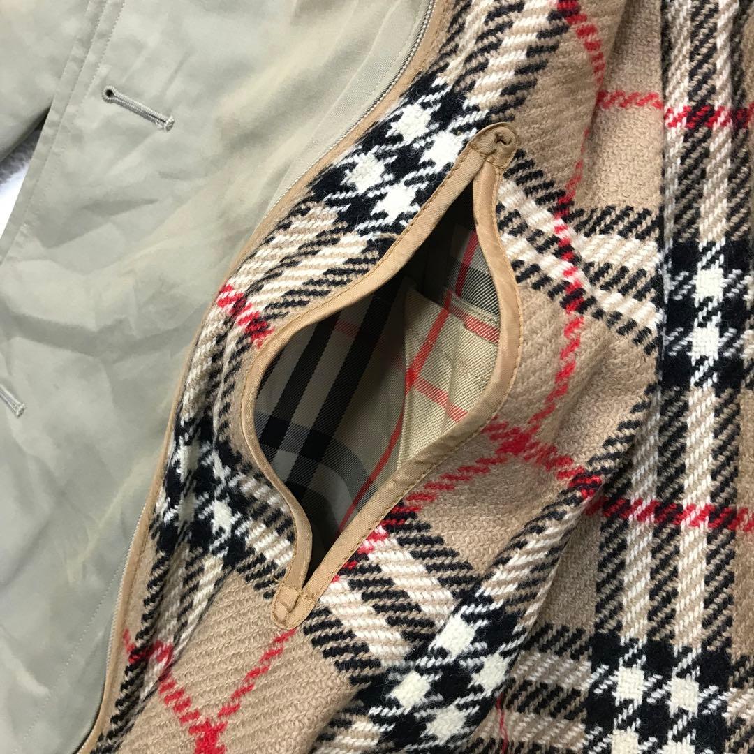 バーバリー ベージュ ステンカラーコート ノバチェック ライナー付 90s