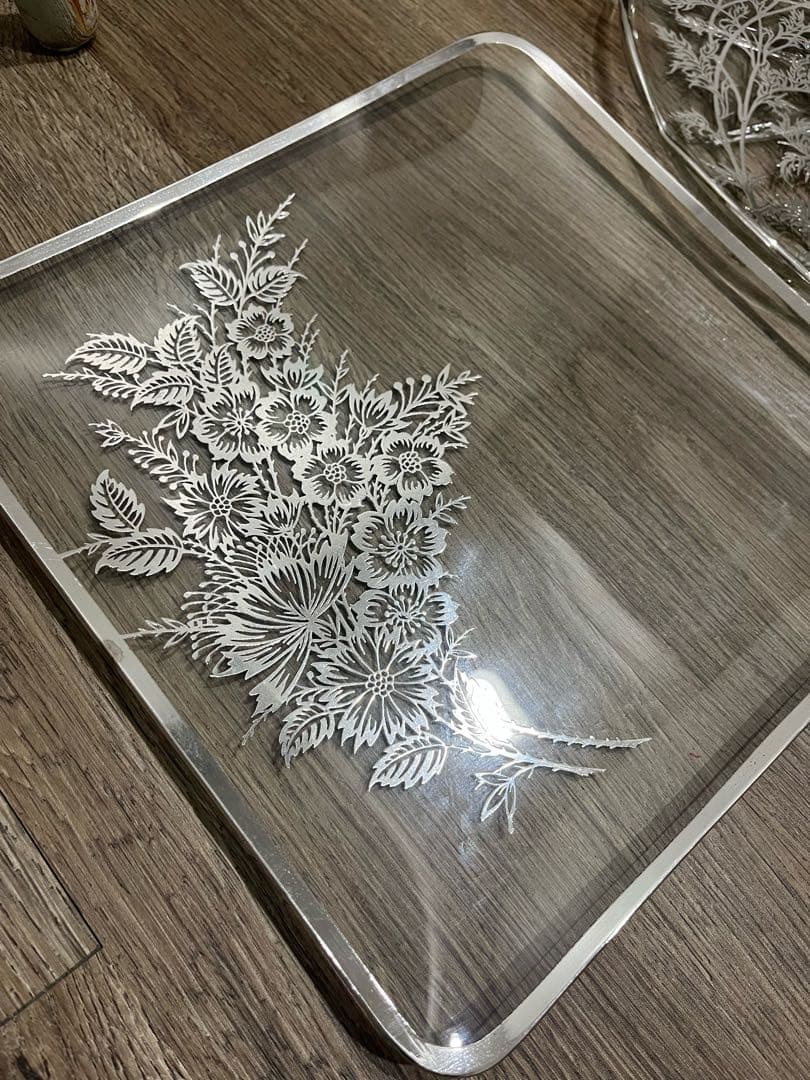 専用❗️シルバーオーバーレイ　プレート2枚　ヘイシーオーキッド　グラス4個