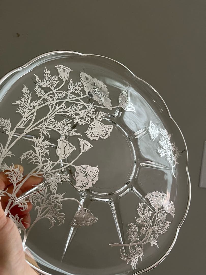 専用❗️シルバーオーバーレイ　プレート2枚　ヘイシーオーキッド　グラス4個