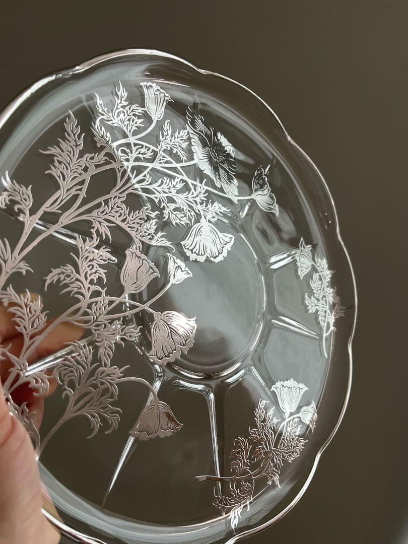 専用❗️シルバーオーバーレイ　プレート2枚　ヘイシーオーキッド　グラス4個