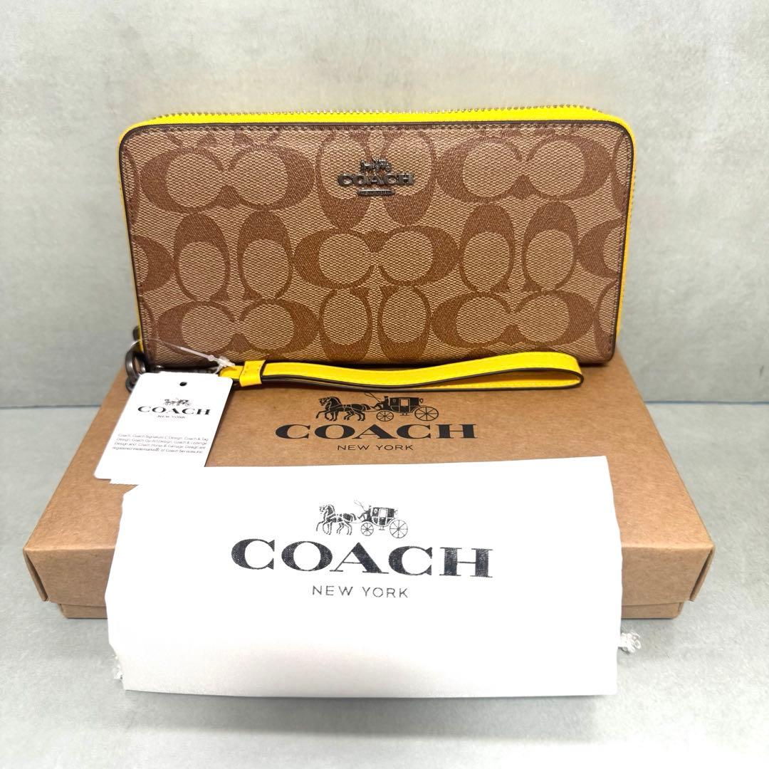 COACH　コーチ　長財布　シグネチャー　ロングジップ　C4452　ストラップ付