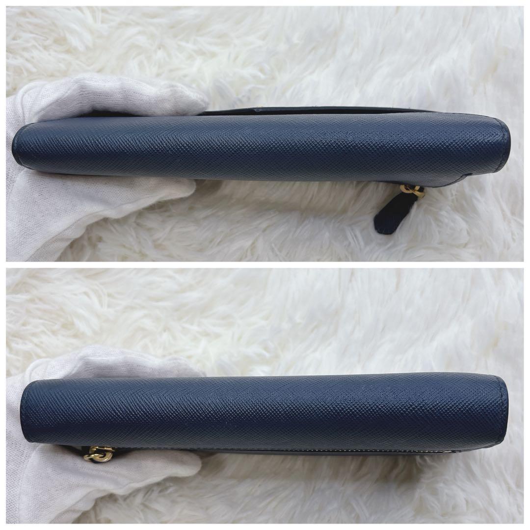 美品✨プラダ エンベロープ レター型 長財布 サフィアーノレザー ネイビー