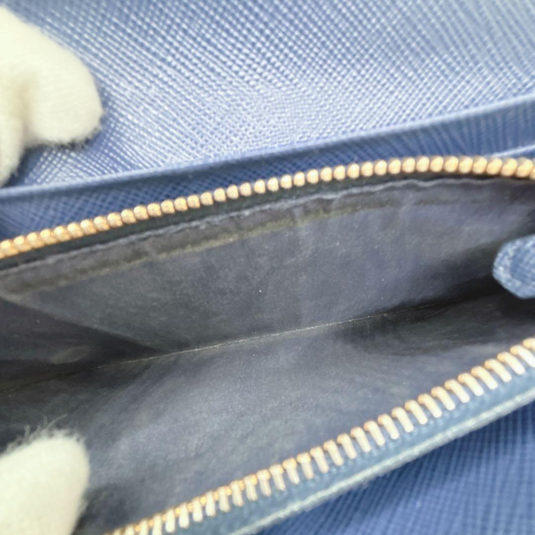 美品✨プラダ エンベロープ レター型 長財布 サフィアーノレザー ネイビー