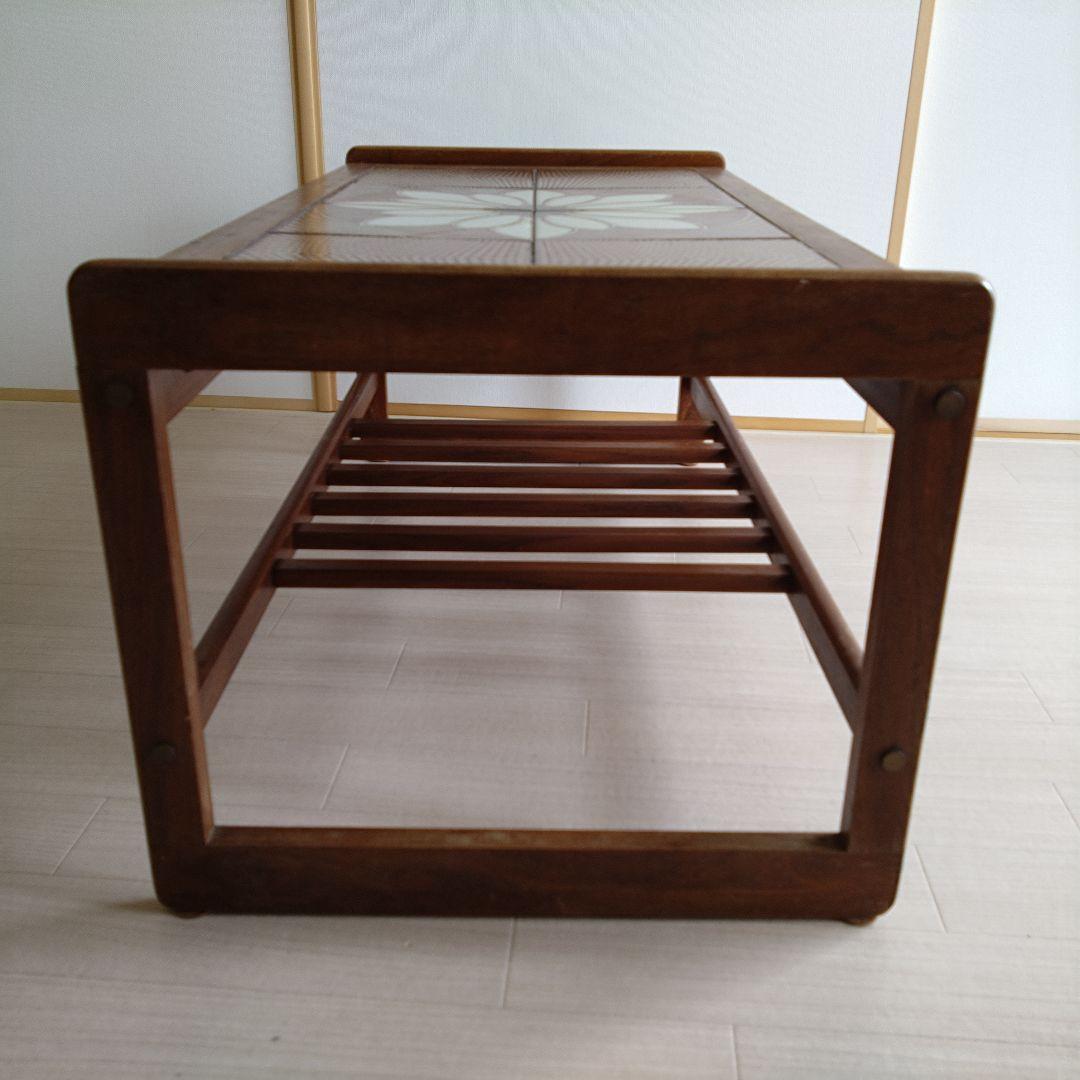 70B ヴィンテージ花模様タイル付きローテーブル