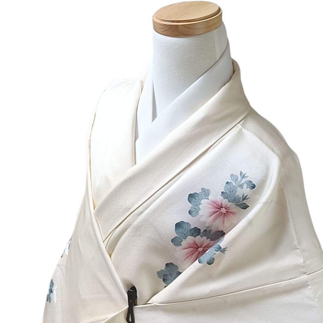ち*る様 850 着物 袷 着丈150 付け下げ クリーム色 花柄