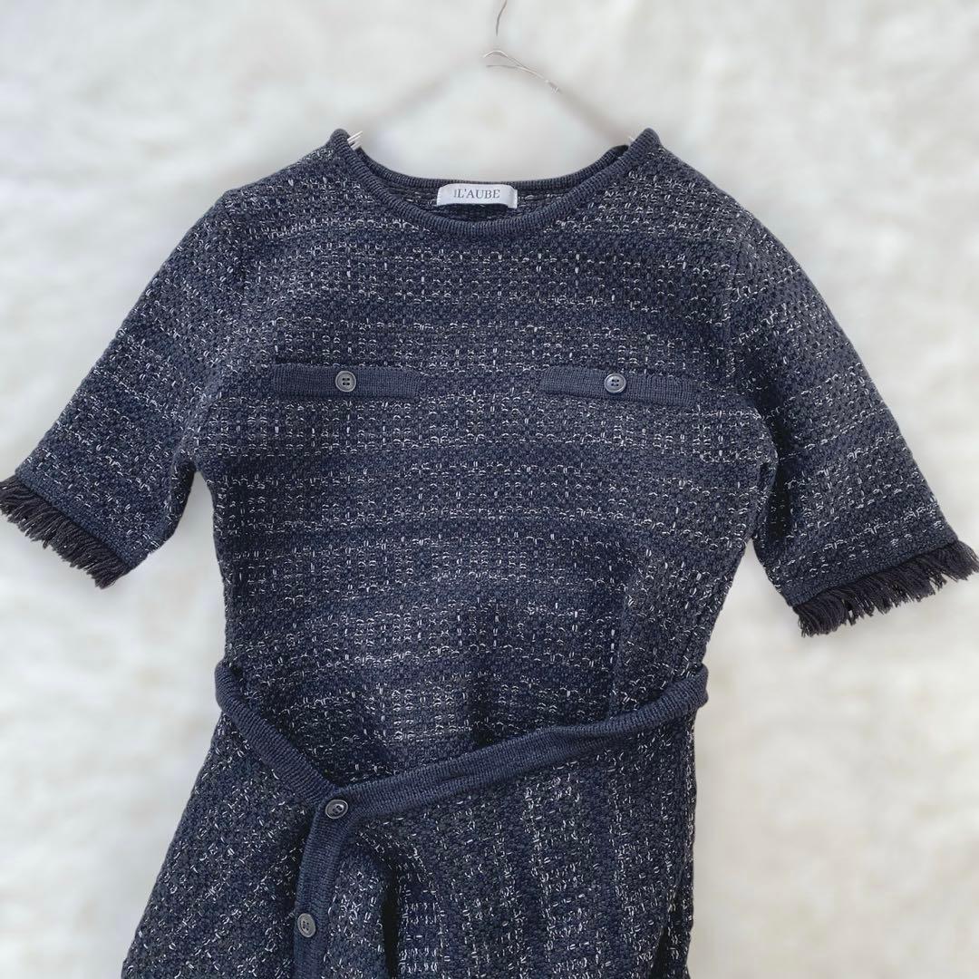 完売美品L’AUBE BLANC Tweed knit Wrap dress
