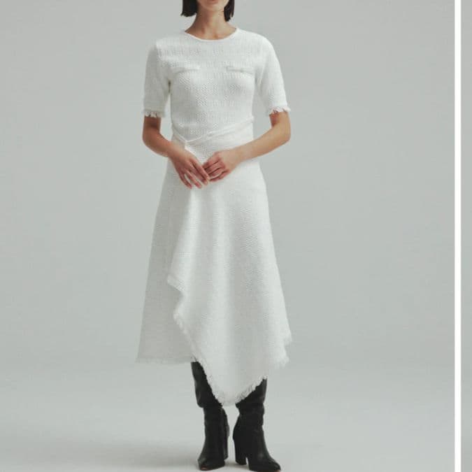 完売美品L’AUBE BLANC Tweed knit Wrap dress
