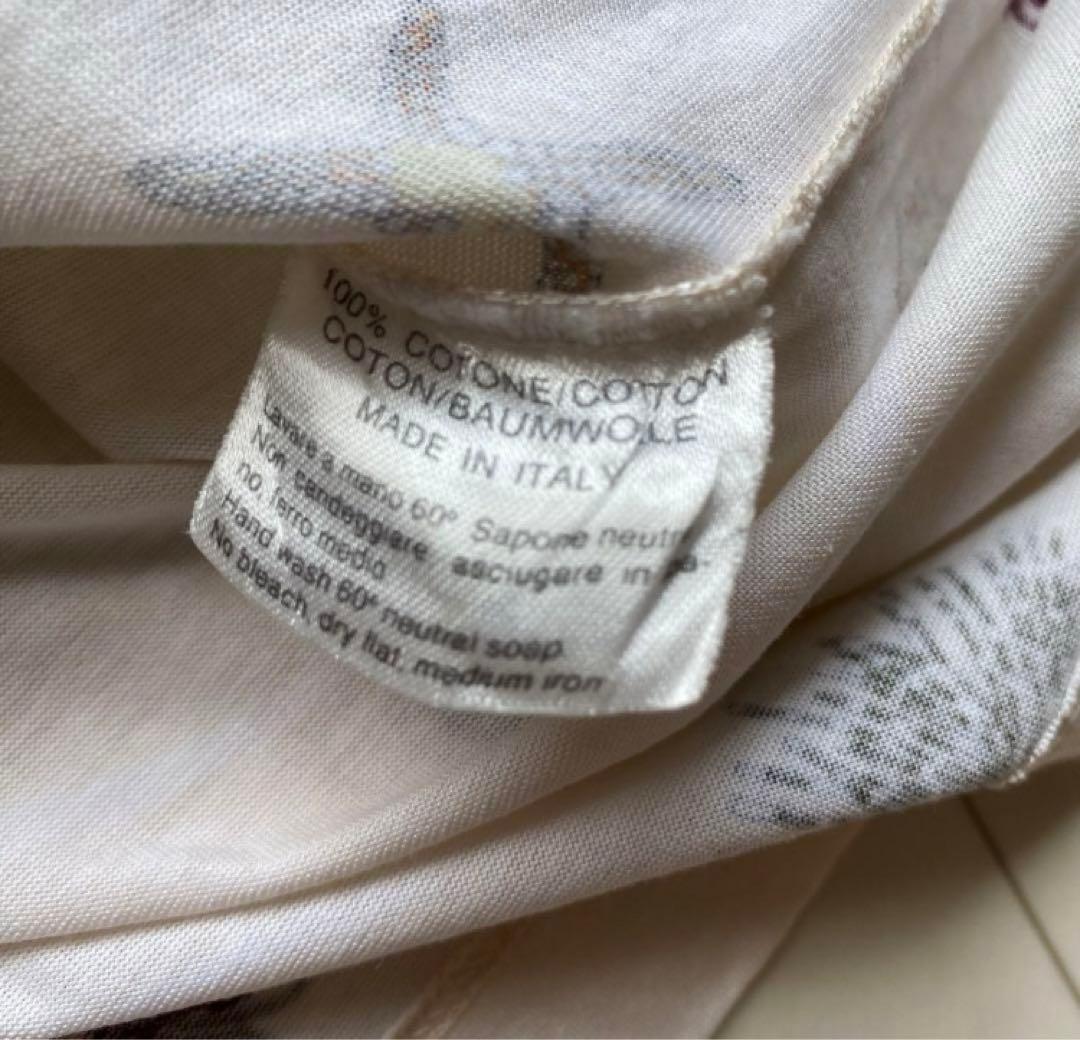 HERMES エルメス　ポロシャツ　貝　ヒトデ　海　柄　半袖　綿　コットン　白