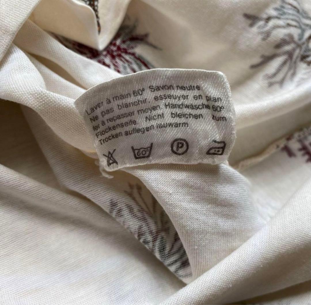 HERMES エルメス　ポロシャツ　貝　ヒトデ　海　柄　半袖　綿　コットン　白