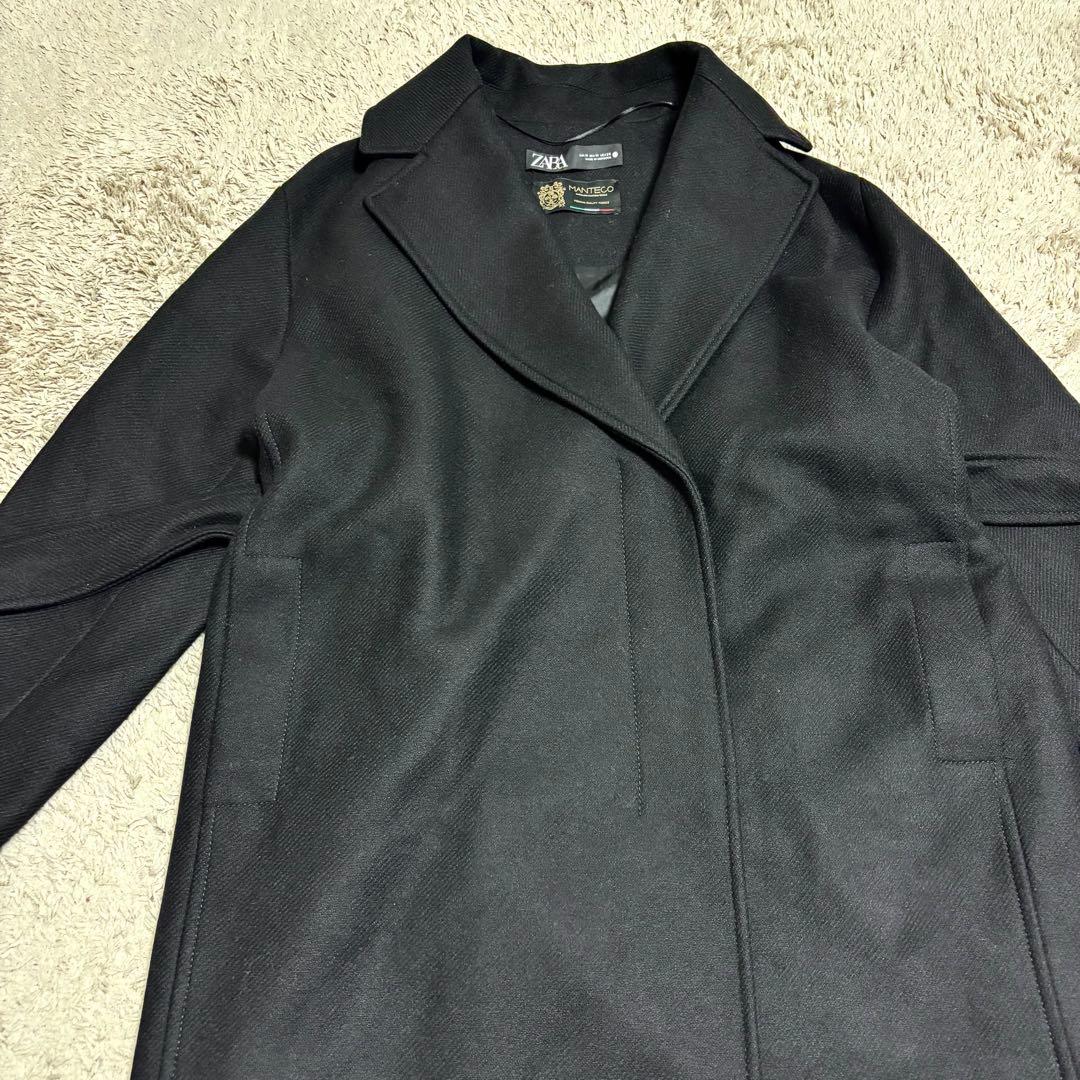 【高級生地】 ZARA MANTECO コート ロング ベルト 女優襟 M