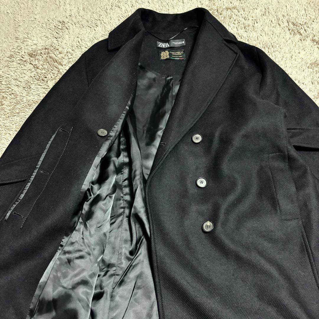 【高級生地】 ZARA MANTECO コート ロング ベルト 女優襟 M