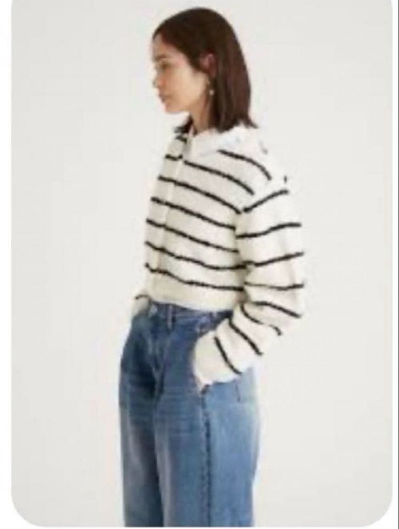 新品 emmi エミ シャギー ニット カーディガン ジャケット ボーダー