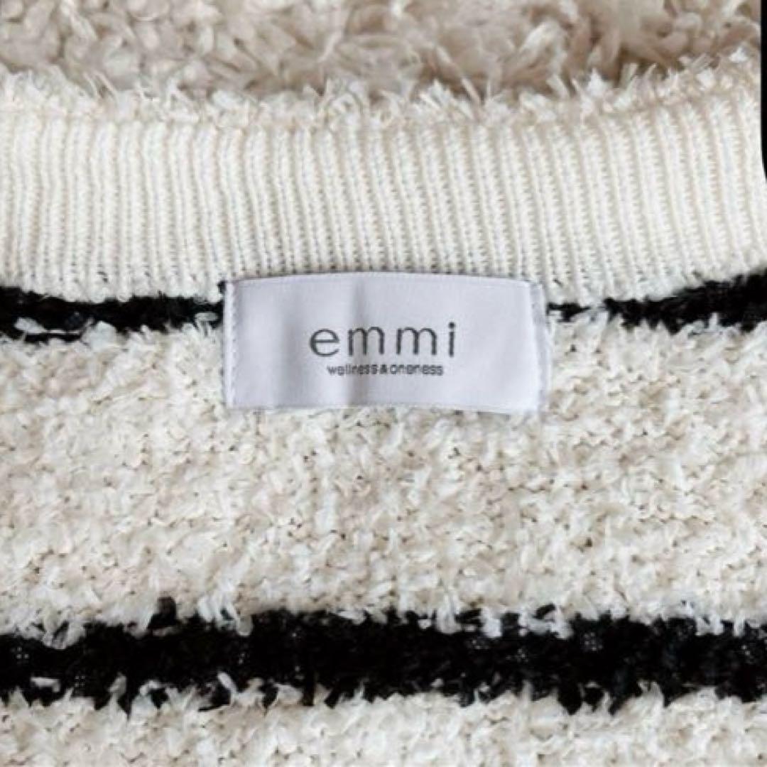 新品 emmi エミ シャギー ニット カーディガン ジャケット ボーダー