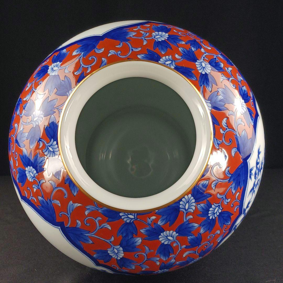 Y2293-78 深川製 金彩 花鳥図 飾壷 大型 高さ31.5㎝