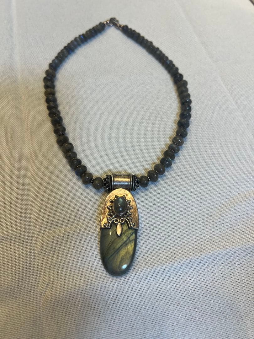 【値下げ】シルバー925 ラブラドライト？ ペンダント ネックレス