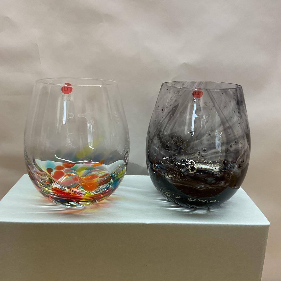 津軽びいどろ　ねぶたあかり　ロックグラスペア