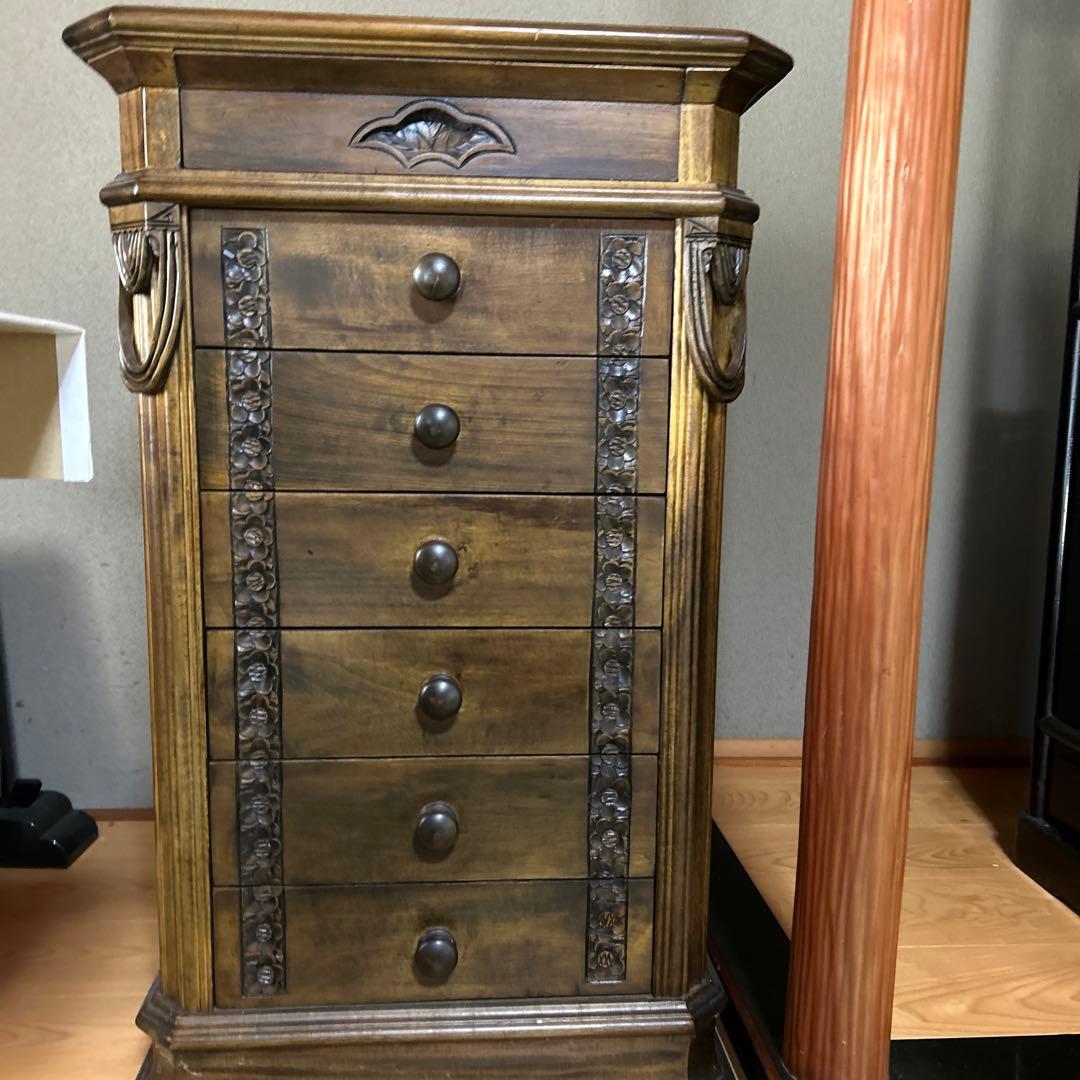 アンティーク　木製タンス 7段引き出し ダークブラウン　昭和レトロ