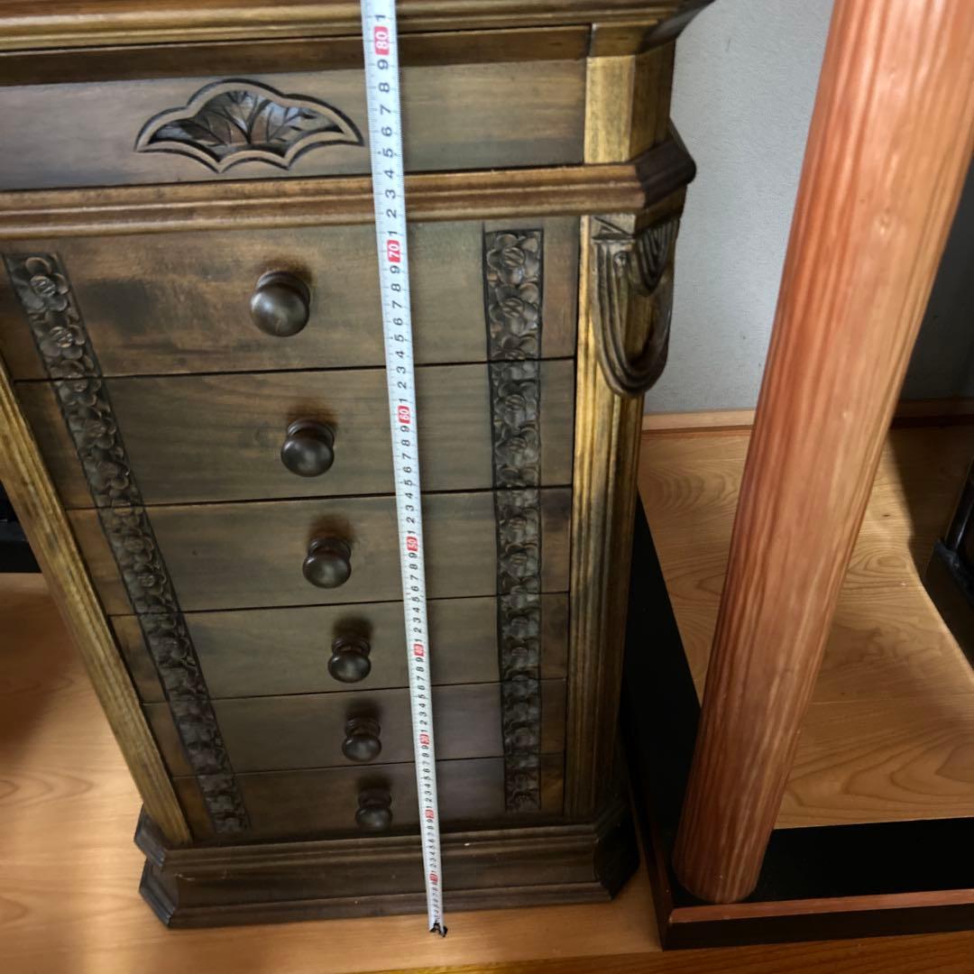 アンティーク　木製タンス 7段引き出し ダークブラウン　昭和レトロ