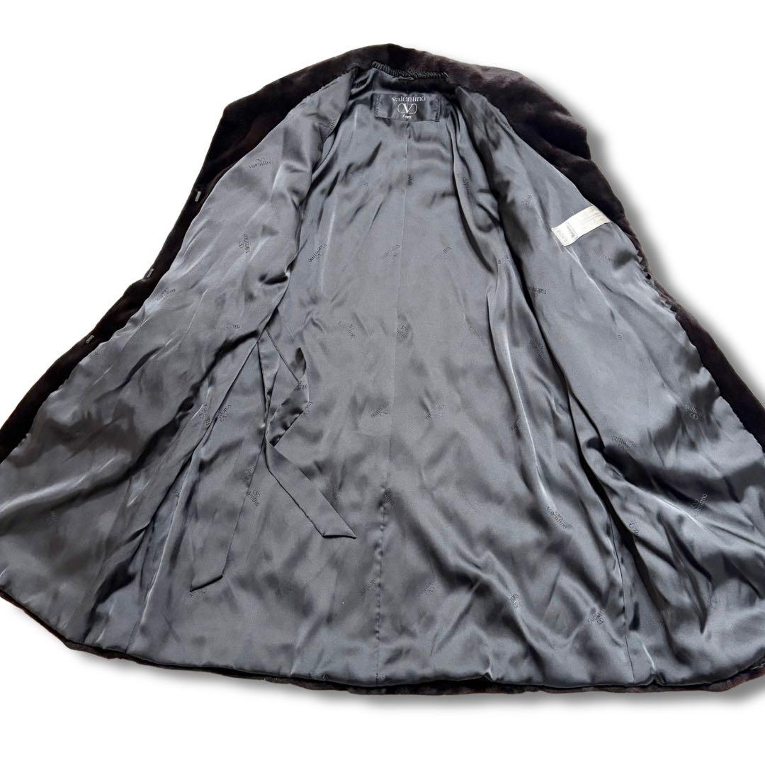 【着丈100cm】ヴァレンティノ シェアードミンク リアルファーコート 銀サガ