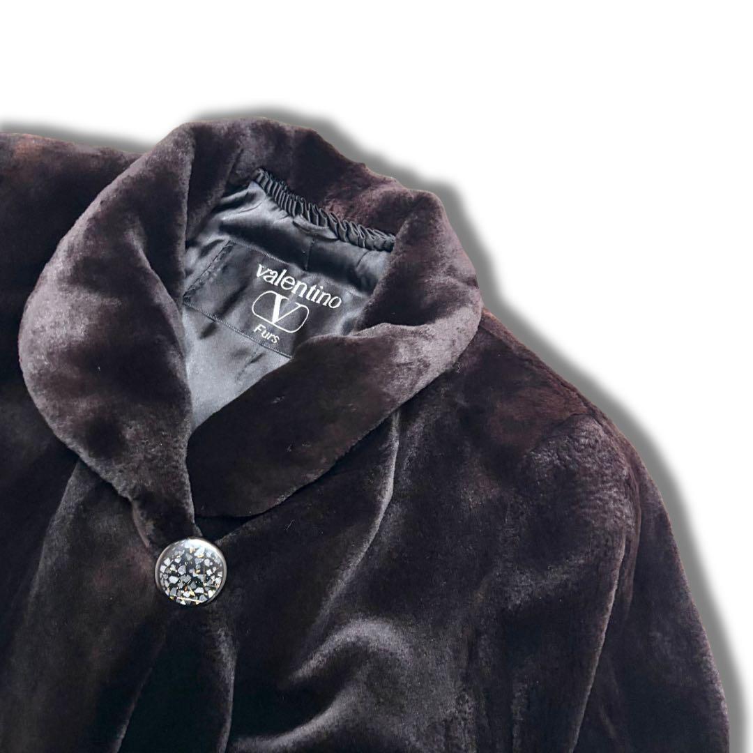 【着丈100cm】ヴァレンティノ シェアードミンク リアルファーコート 銀サガ