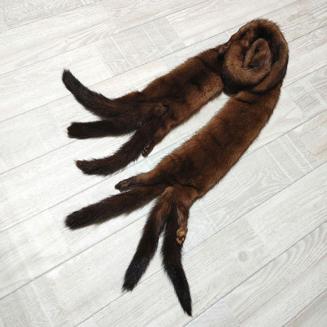 デミバフ ミンクファー ロングマフラー 足付き しっぽ付き フランス Paris