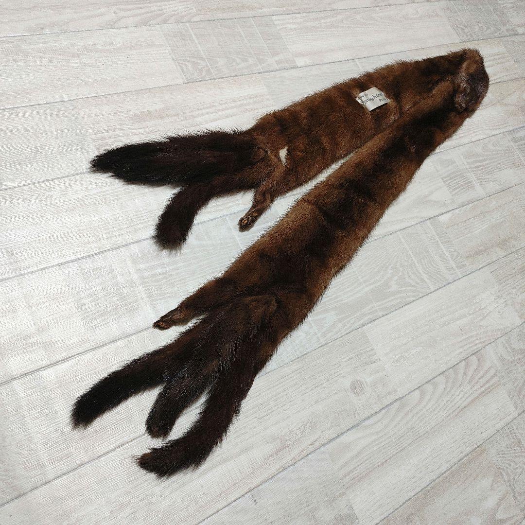 デミバフ ミンクファー ロングマフラー 足付き しっぽ付き フランス Paris