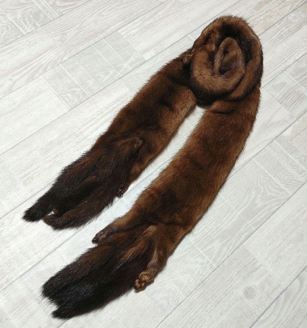 デミバフ ミンクファー ロングマフラー 足付き しっぽ付き フランス Paris