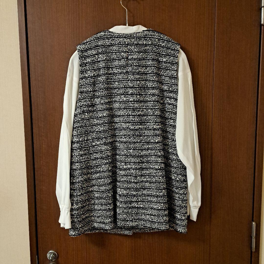 【2点セット／UVケア】ツイードジレ＆ボウタイブラウス カセット服