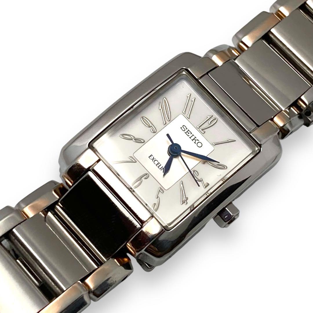 Ⴤ1048ꕤSEIKO エクセリーヌ 腕時計 ゴールド コンビ レクタンギュラー