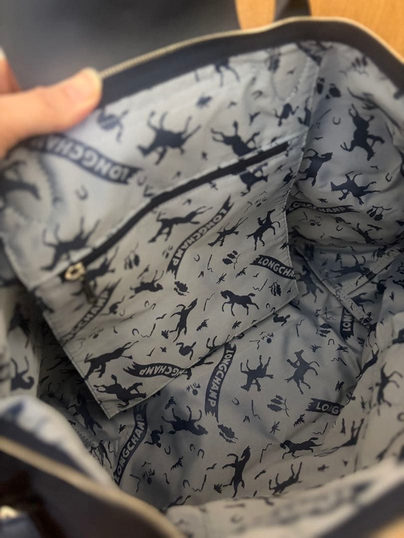 ロンシャン☆キュイール•ルプリアージュオールレザーネイビー