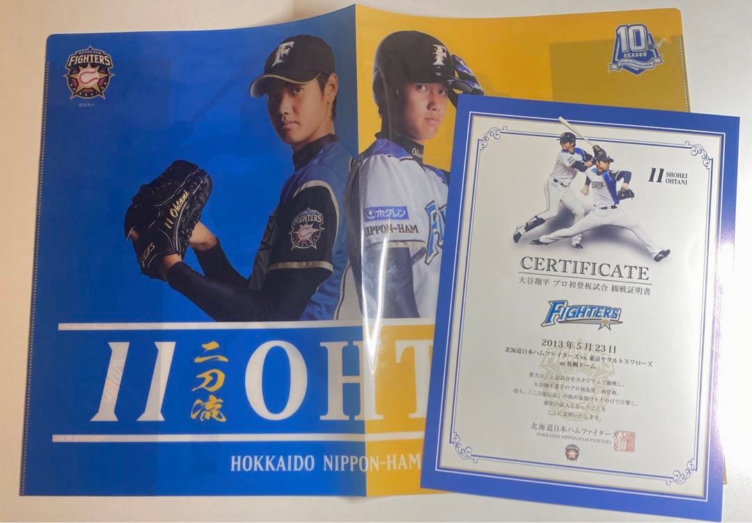 大谷翔平 プロ初登板試合 記念クリアファイル 観戦証明書