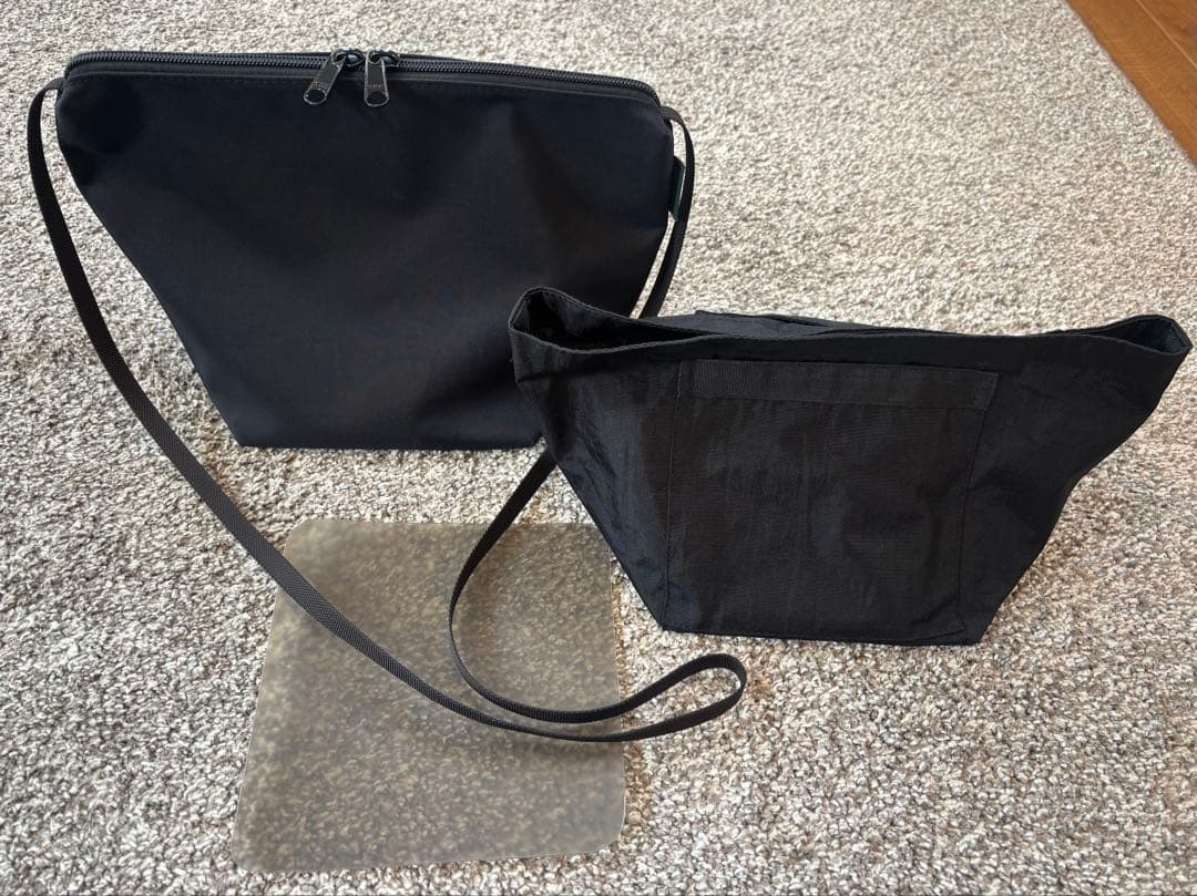 エルベシャプリエ　ビッグポシェット　黒　グリーンレーベル　インナーバッグ、底板付