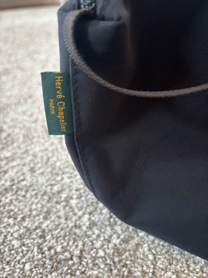 エルベシャプリエ　ビッグポシェット　黒　グリーンレーベル　インナーバッグ、底板付